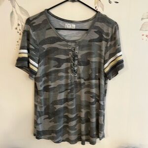 Adorable army green with yellow one and white stripes on sleeves